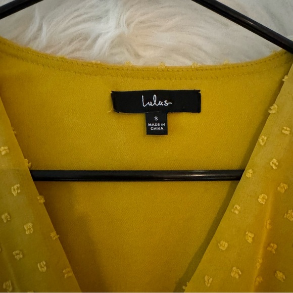 Lulu’s Next to You Mustard Yellow Swiss Dot Ruffled Midi Dress - Picture 4 of 8